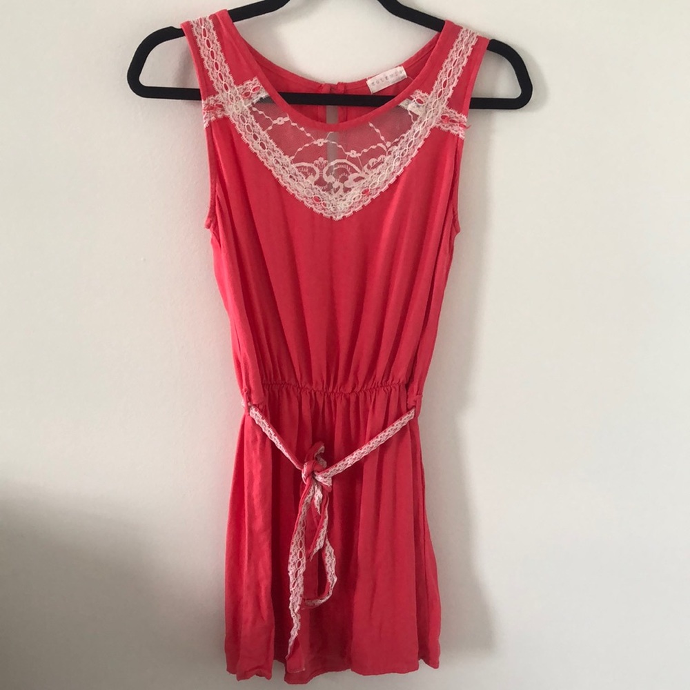 Solemio Pink Dress with White Crochet